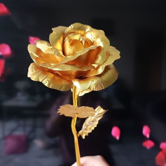 24K Gold Plated Rose Foil Flower Gift Valentine's Birthday Lover NWT - Picture 8 of 11